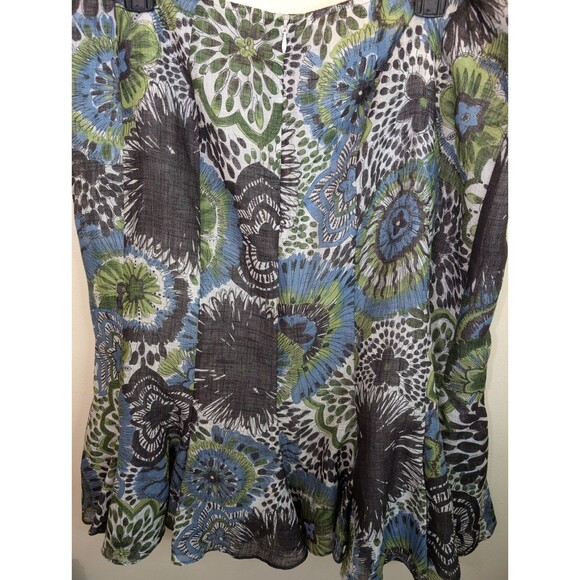 Lafayette 148 Flounce Skirt Linen Blend Multicolor Floral Pleated Size 16 - Picture 6 of 9